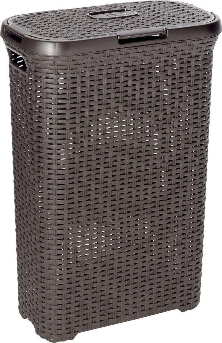 Wäschekorb im Curver-Stil mit Deckel – 40 l – Kunststoff – braun
