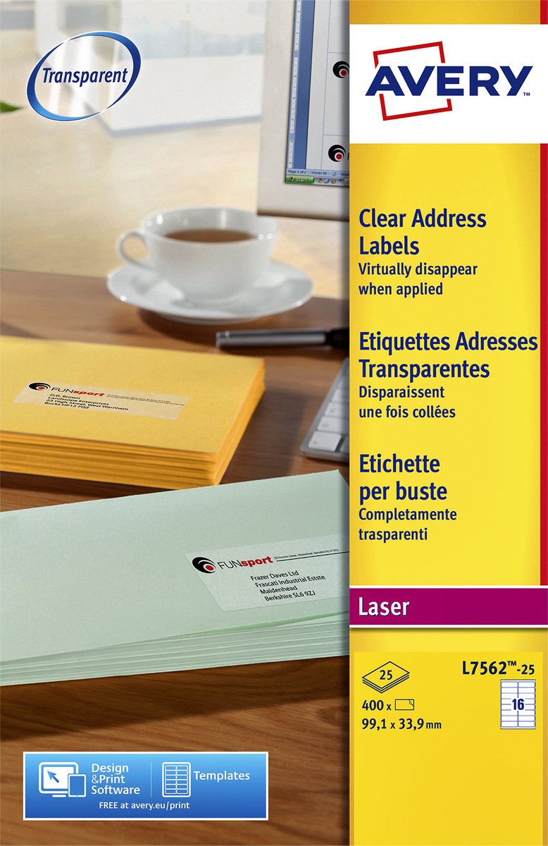 Avery l7562-25 Adressetiketten