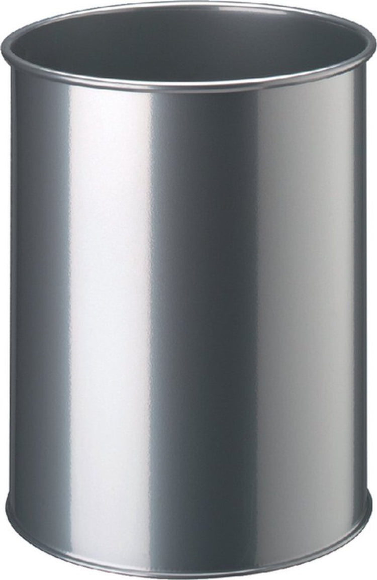 Robuster Papierkorb 15 Liter rund silber