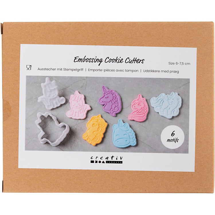 Creativ Company Ausstechformen mit Stempel, Einhorn, Größe 6-7,5 cm, weiß, 6 Stück 1 Box