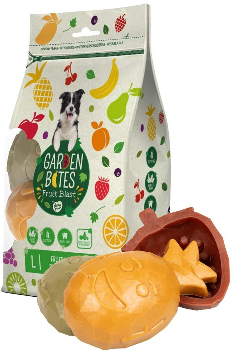 Duvo plus Garden Bites – Fruity Buddies Hundesnacks – Hundeleckerlis – vegetarisch, glutenfrei – groß, 3 Stück
