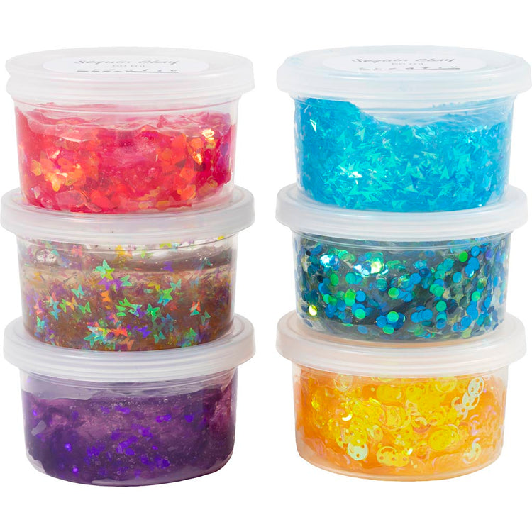 Creativ Company Pailletten-Ton, Blau-Grün-Harmonie, Lila-Rosa-Harmonie, 6 x 60 g, 1 Box