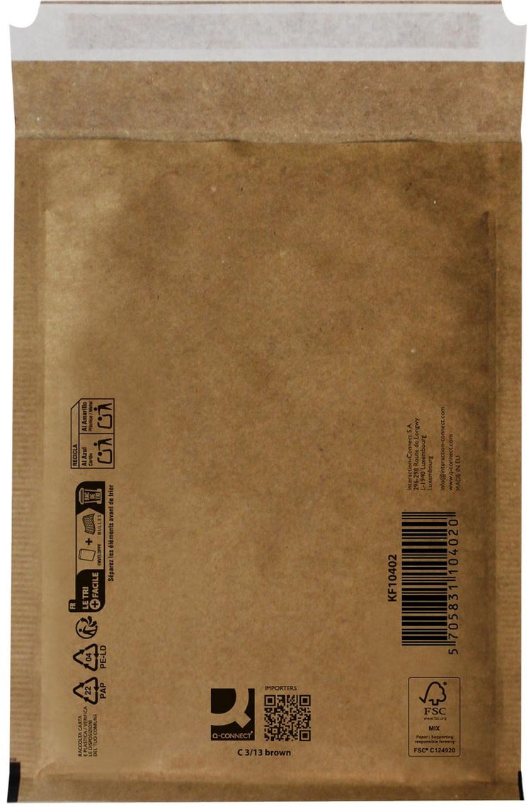 Q-Connect Luftpolstertaschen, braun, 3-c, 170 x 225 mm, Karton à 100 Stück