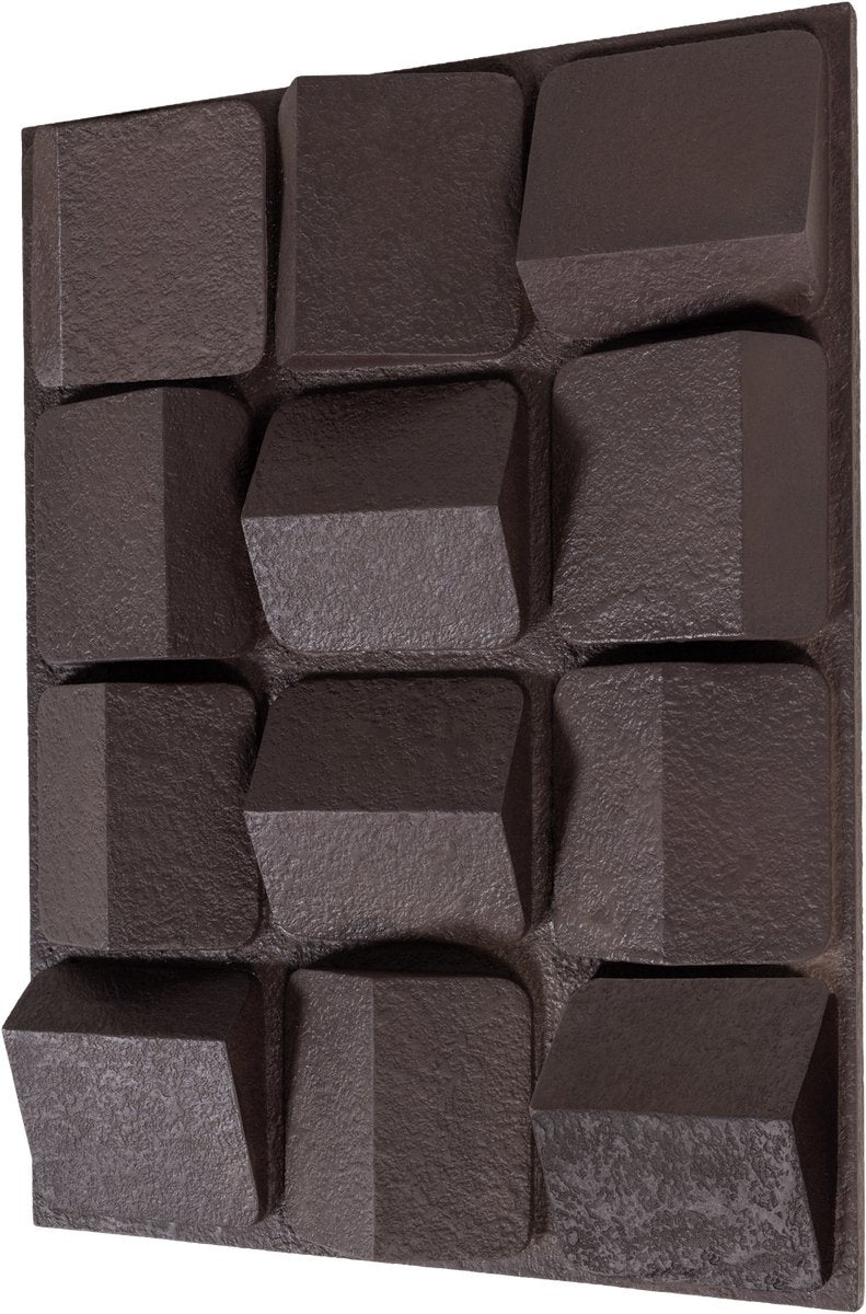 Holzachsen-Wanddeko - Betonoptik - Braun - 81x61x9