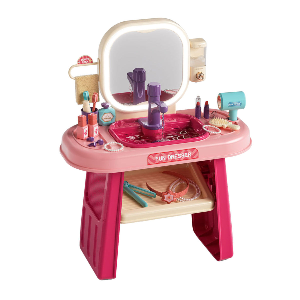 Schminktisch rosa mit Accessoires