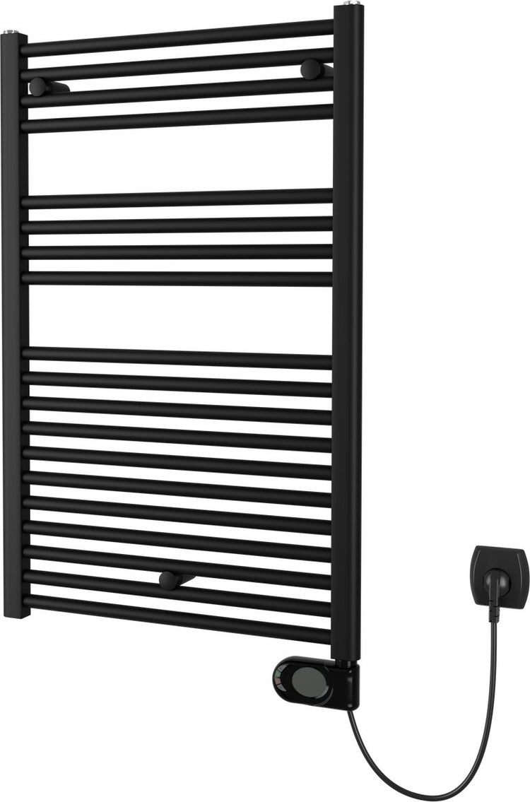 Elektrischer Handtuchheizkörper Plieger Elba – Handtuchwärmer – mit Uhrenthermostat – 94,2 cm x 60 cm – 500 Watt – mattschwarz