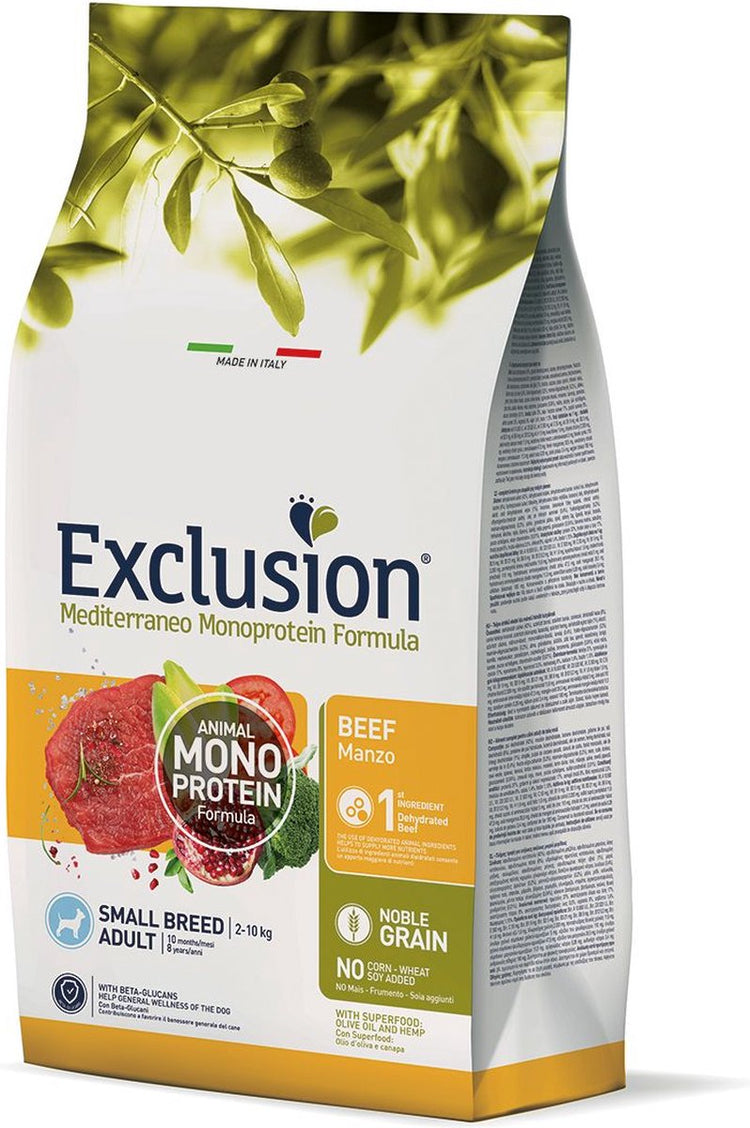 Ausschluss: Mediterraneo-Monoprotein-Formel – erwachsener kleiner Hund – Edelkorn-Rind – 2 kg