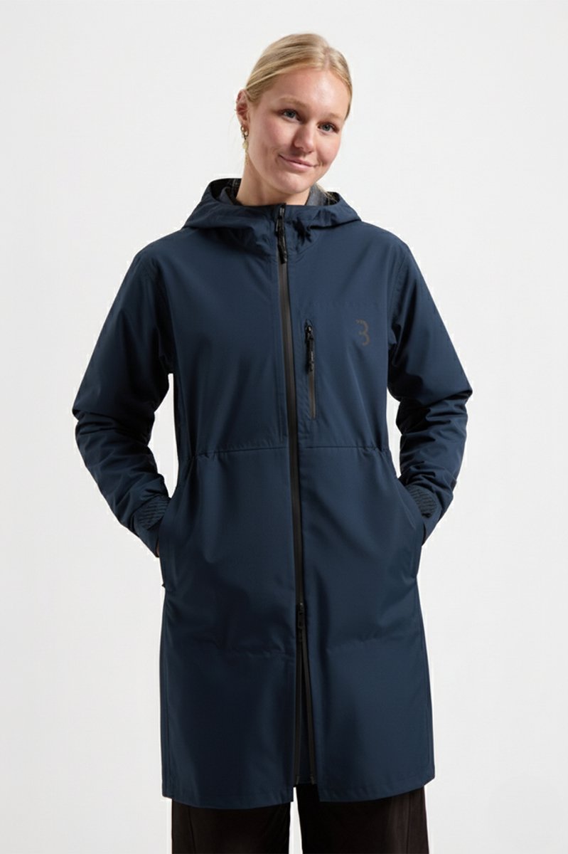 BBB Fahrrad-Regenmantel Damen wasserdicht – Rainshield Parka – 10 bis 20 °C – belüftet – langes Modell Fahrradjacke Unisex – dunkelblau – XXXL – BBW-471