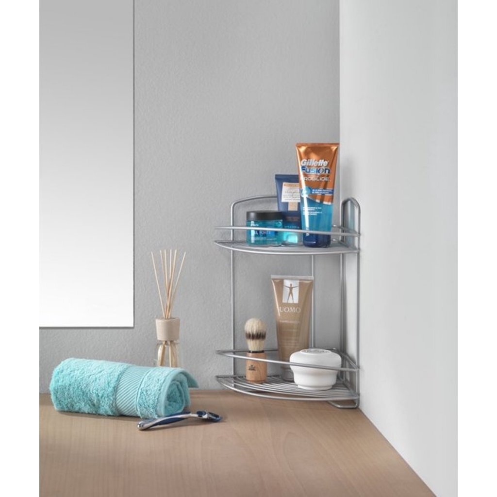 Metaltex Metaltex Onda Badezimmer Eckregal 2 Stockwerke 22x22x35 cm Silber