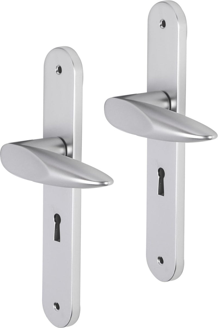 Impresso-Türgriff – Cambridge – für den Innenbereich – ovales Türschild mit Schrauben und Schlüsselloch – Aluminium – 2 Stück