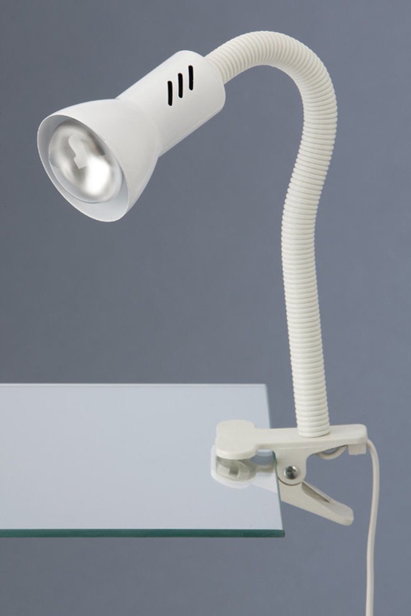 Briloner - Klemmlampe - Nachtlicht mit Flexarm - Schreibtischlampe mit E14-Fassung - weißer Klemmstrahler