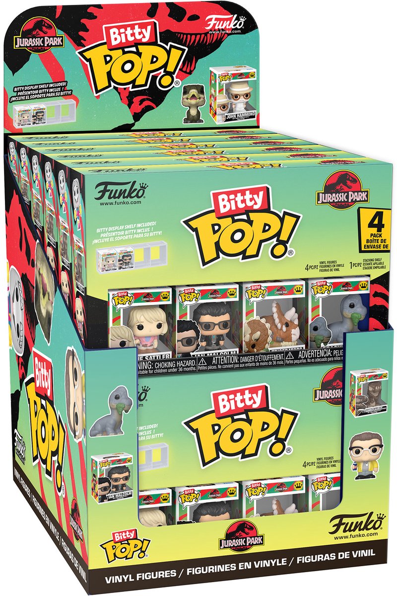 Funko Asst Bitty Pop 4er-Pack: Jurassic Park – 1 von 3 Varianten – Blindbox