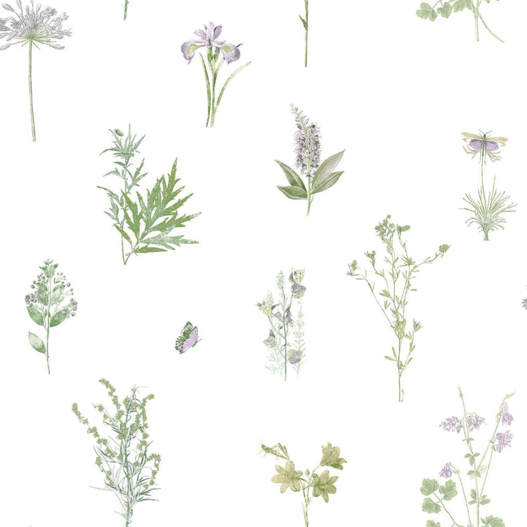Noordwand Noordwand Tapete immergrüne Kräuter und Blumen weiß