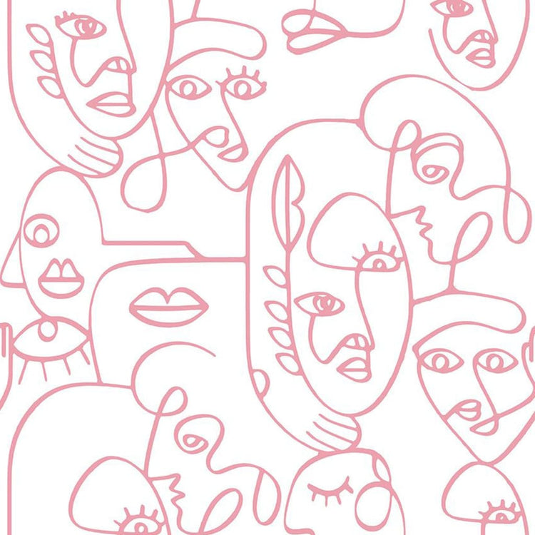 Noordwand noordwand wallpaper Freunde Kaffeelinien Kunstgesichter weiß und rosa