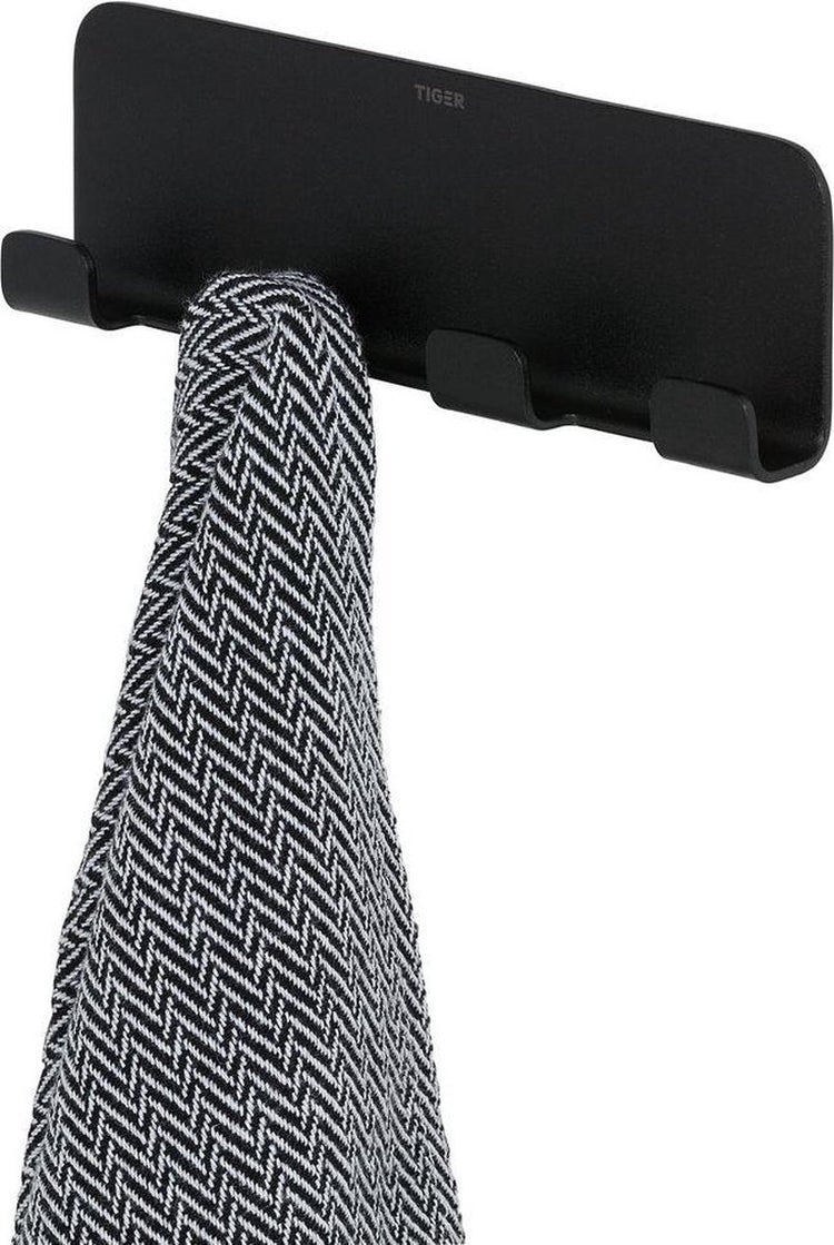 Tiger Colar – Handtuchhaken Multi – ohne Bohren – selbstklebendes 3 m Klebeband – schwarz