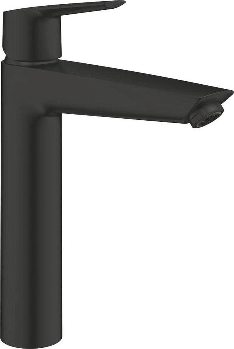 Grohe Quickfix Start Einhebel-Waschtischmischer für freistehende Waschtische mit Push-Open-Ablaufgarnitur, XL-Größe, energie- und wassersparend, mattschwarz. Einfache Installation mit dem Schnellwerkzeug.