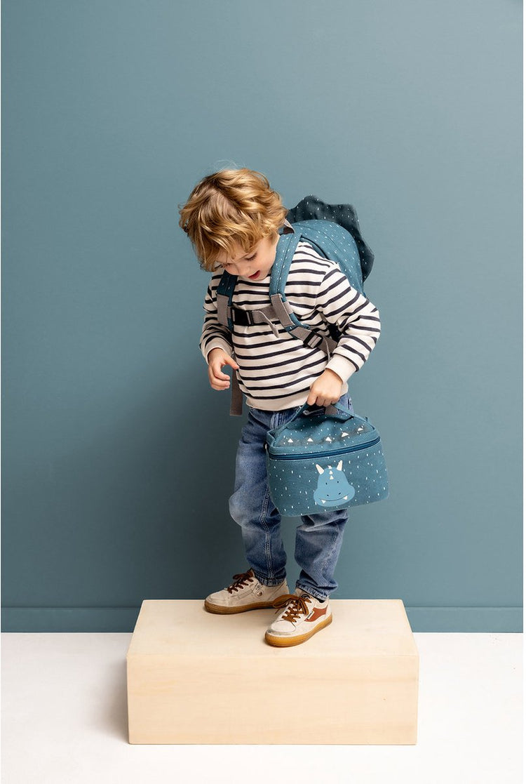 Trixie Lunchtasche - mr.triceratops - Kühltasche für Kinder - mit Namensschild - Thermotasche fürs Mittagessen - Blau - Dino