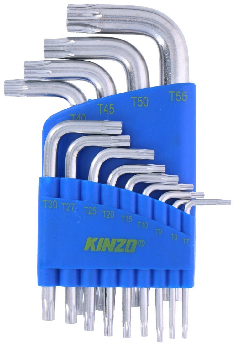 Kinzo Torx-Set – 13-teiliges Innensechskantschlüssel-Set – T7-T55 – magnetische Innensechskantschlüssel aus Chrom-Vanadium-Stahl