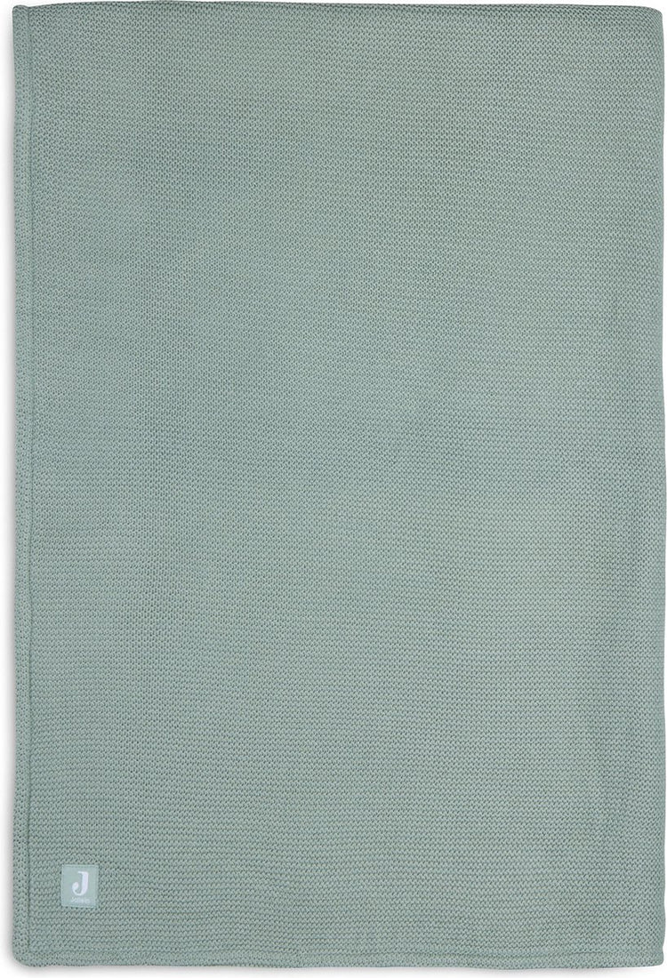 Jollein Babydecke für Kinderbett, 100 x 150 cm, Grundstrick, waldgrünes Fleece