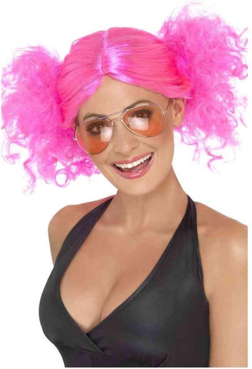Vegaoo Fluo Pink Perücke für Damen – Kostümperücke – Einheitsgröße