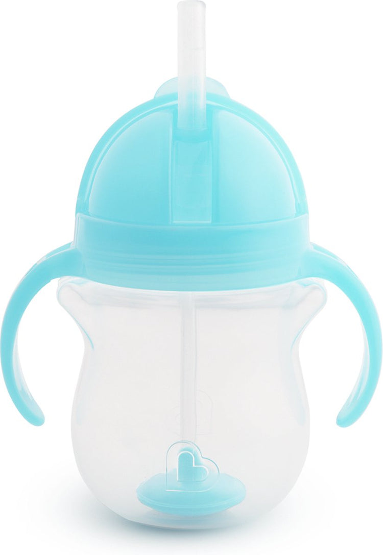Munchkin Tip Sip Anti-Spill-Strohhalmbecher – Trinkbecher mit Strohhalm – spülmaschinenfest – ab 6 Monaten – 207 ml – blau – Trinkbecher mit Strohhalm