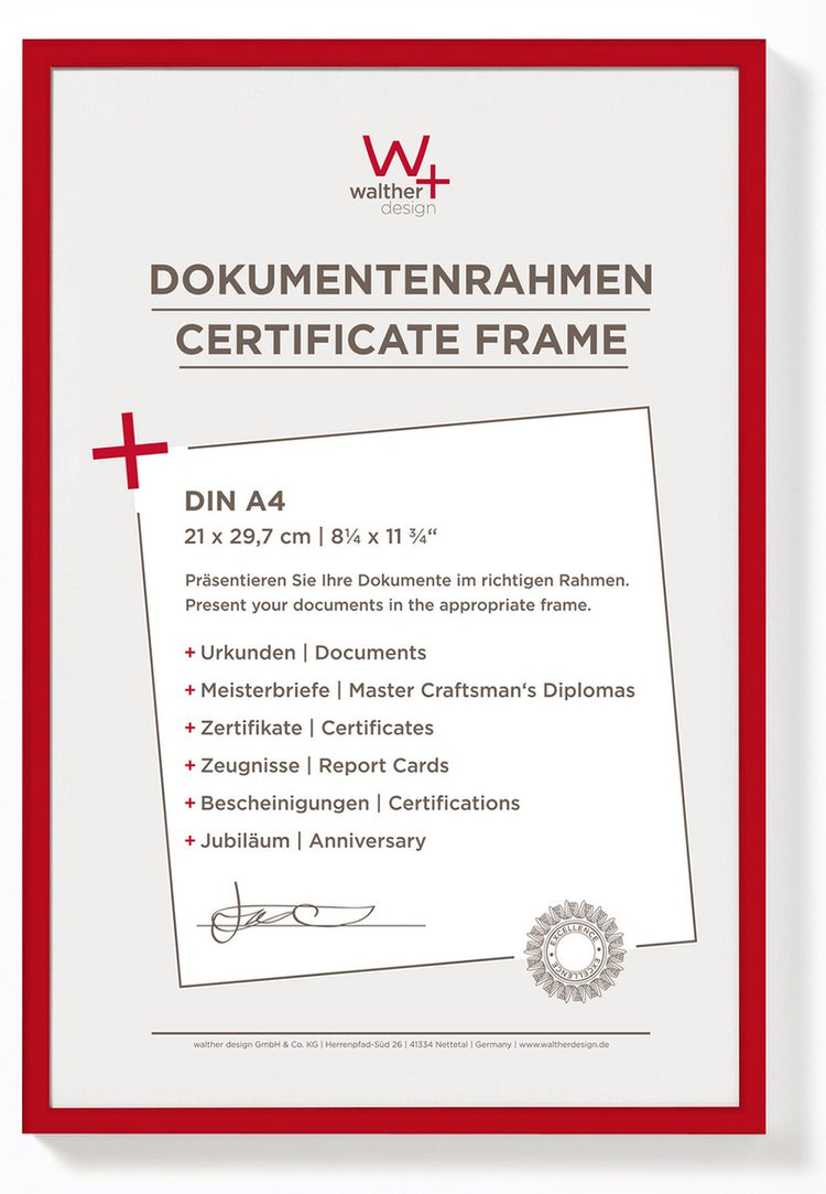 Walther New Lifestyle - Kunststoffrahmen - Fotogröße 21x29,7 cm (Din A4) - rot