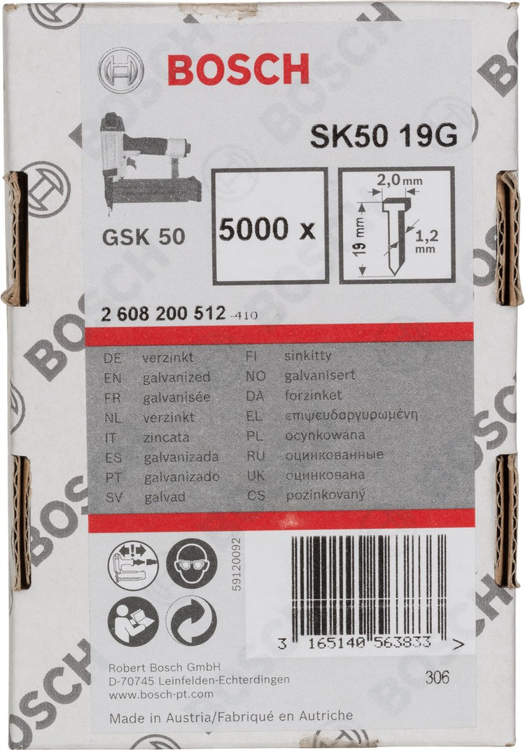 Bosch Zubehör Nagel mit Senkkopf sk50 19mm | 1,2 mm – 2608200512