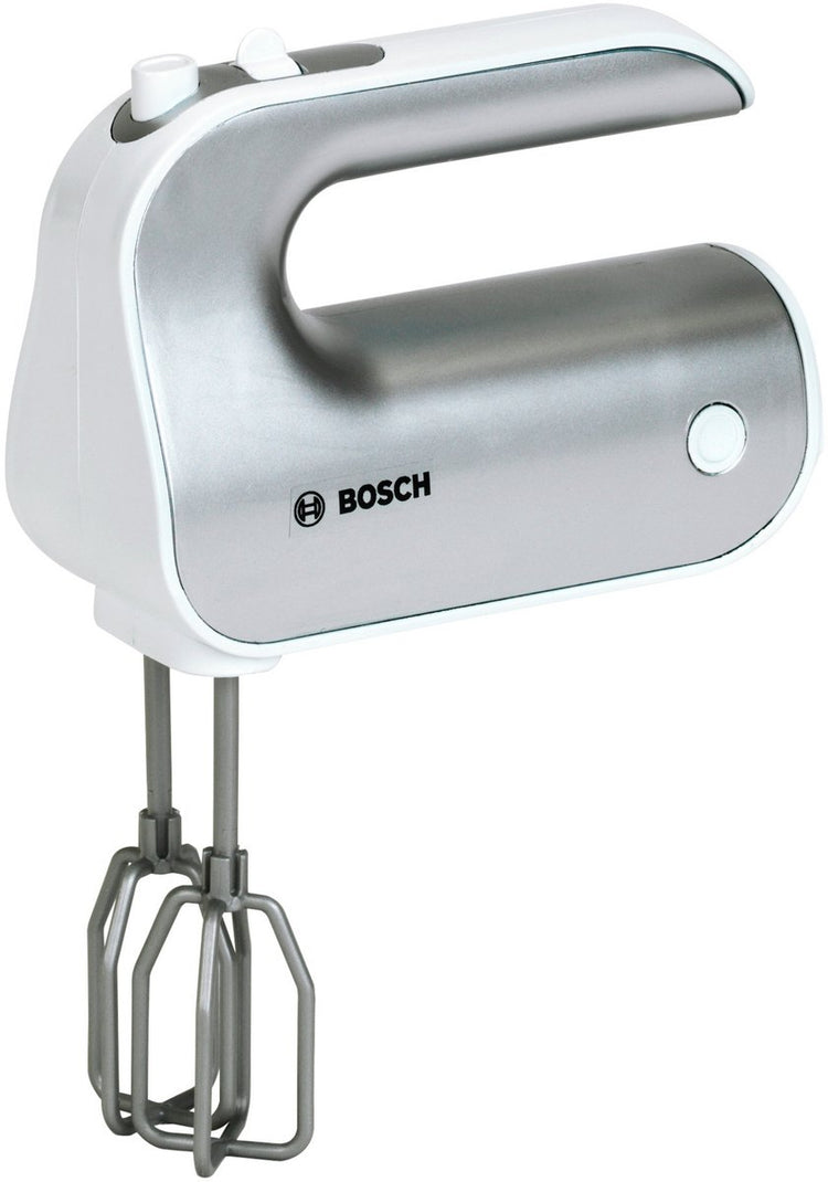 Klein Toys Bosch Mini-Spielzeug-Handmixer - 19x7x12 cm - inkl. abnehmbarer und rotierender Schneebesen – Silber
