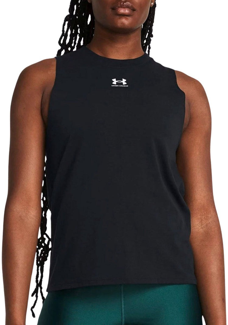 Under Armour UA Rival Muscle Tank-Blk Damen-Sportshirt – Schwarz – Weiß