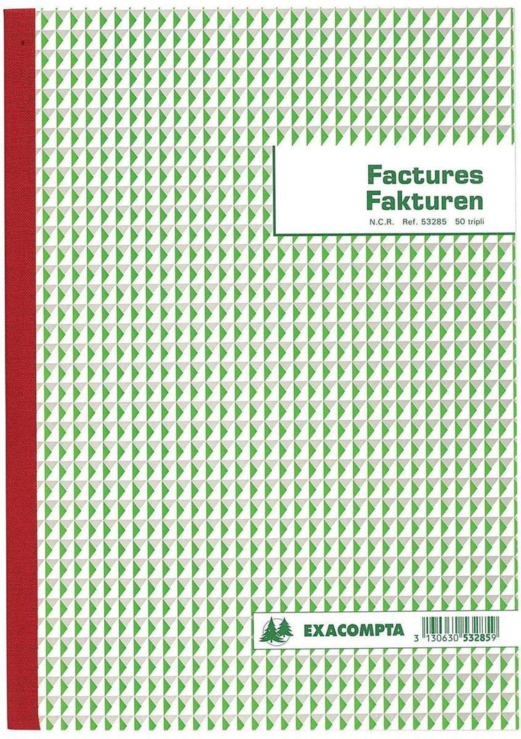 Exacompta Rechnungsbuch Format 21 x 297 cm zweisprachig dreisprachig (50 x 3 Blatt)