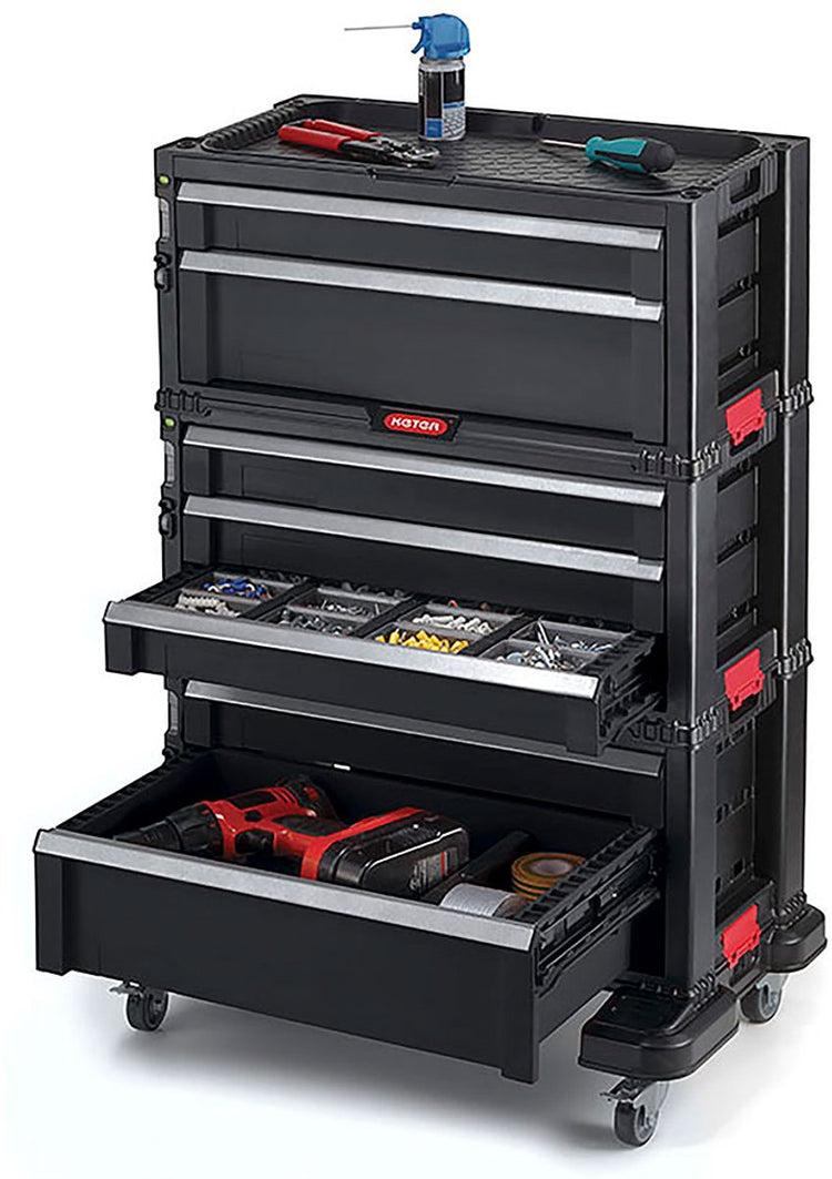 Keter Modulkommode 7 Schubladen – 59,85 x 37,76 x 59,85 cm – schwarz