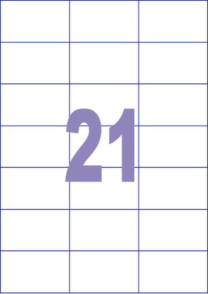 Kangaro-Etikett – Tintenstrahl-Laserkopie – 70 x 42,3 mm – 100 Blatt – 21 Aufkleber pro Blatt – k-7042