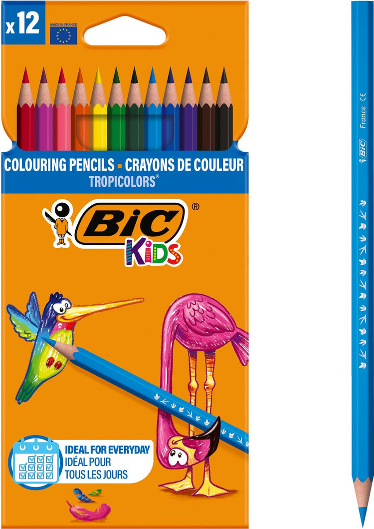 Bic Kids Tropicolors Buntstifte mit breiter Spitze (2,9 mm) – verschiedene Farben – 12er-Box