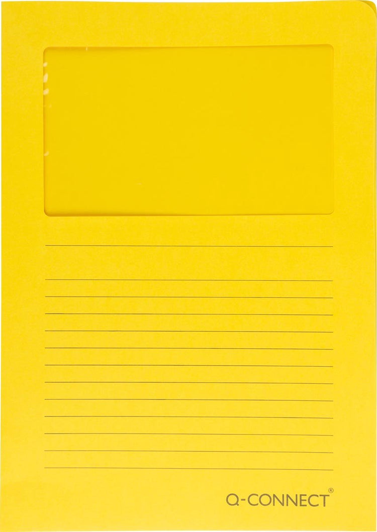 Q-connect L-Karte mit Fenster | 120 g m² | a4 | Packung mit 100 Stück | gelb