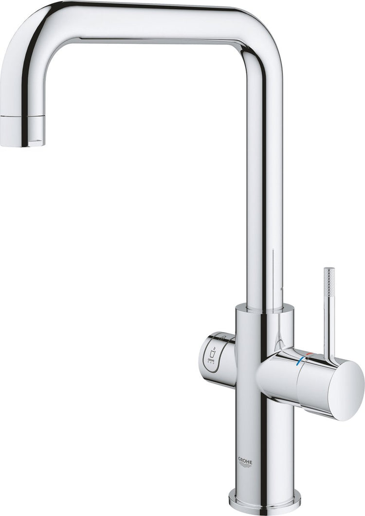 Grohe roter 3-in-1-Kochwasserhahn – U-Auslauf – 7-Liter-Boiler – mit Mischventil – Chrom