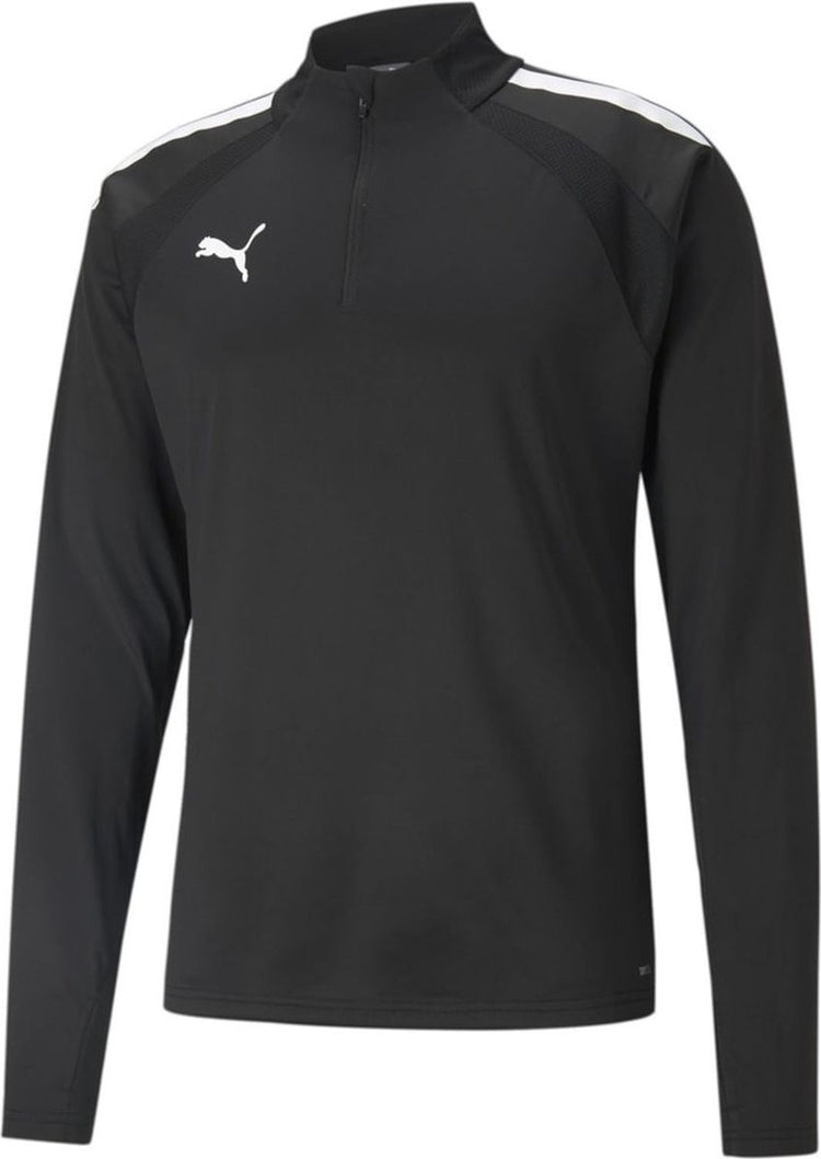 Puma Teamliga 1 4 Zip Top Jr Unisex-Sportshirt – Schwarz-Weiß