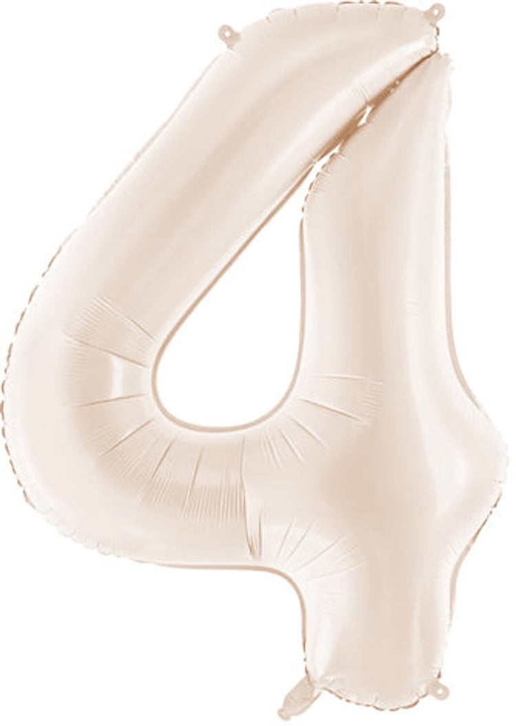 Partydeco Samtfolienballon Nummer 4 in Beige 86cm