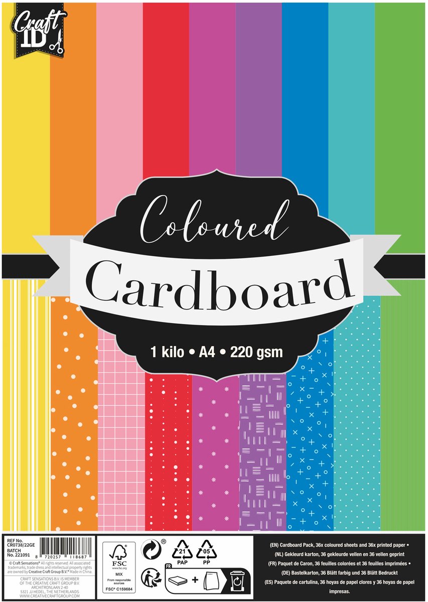 Creative Craft Group Colored Papp A4 220GSM, 72.