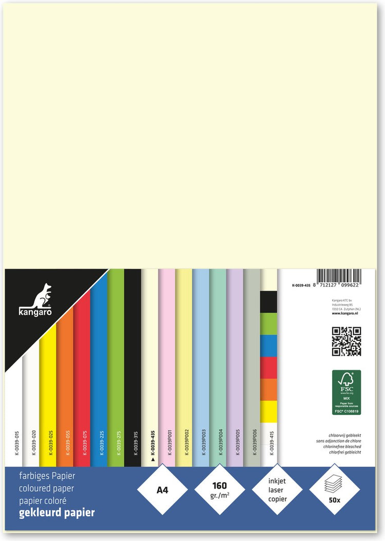 Kängurupapier – A4 – 160 Gramm FSC – Packung mit 50 Blatt – Beige – K-0039-435