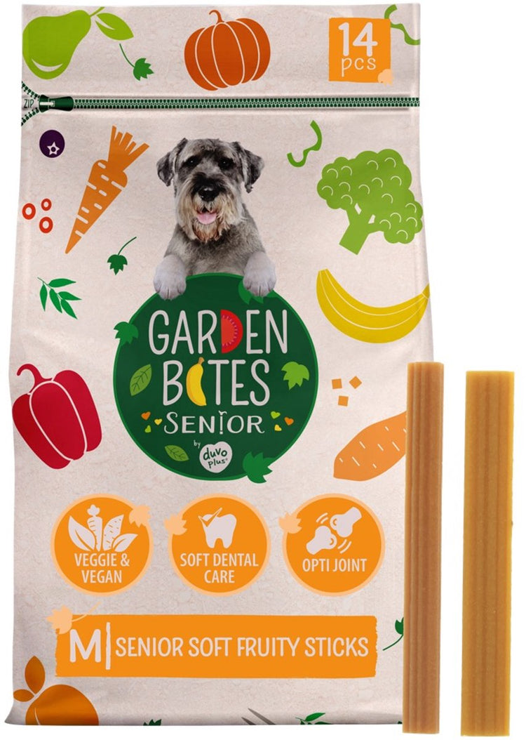 Garden Bites duvoplus – weiche, fruchtige Sticks Hundesnacks – Hundeleckerlis – vegetarisch, glutenfrei – Senior mittel 14 Stück