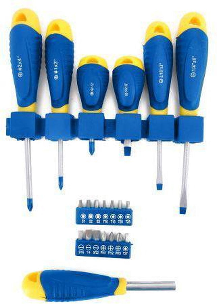 Kinzo Schraubendreher-Set Bit-Set – 21-teilig – 3x Kreuzschlitz, 3x Schlitzkopf – 14 Bits in verschiedenen Formen und Größen, einschließlich Torx