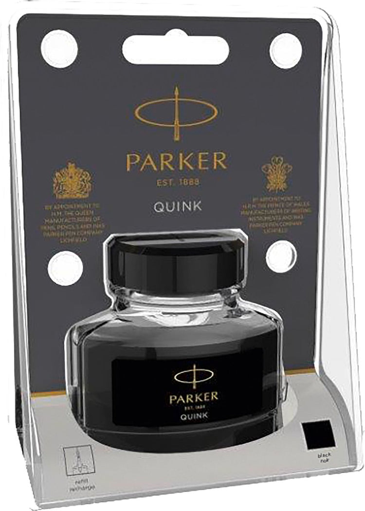 Parker Füllfederhalter-Tintenflasche | schwarze Quink-Tinte | 57 ml Schreibtinte für Füllfederhalter (Blister)