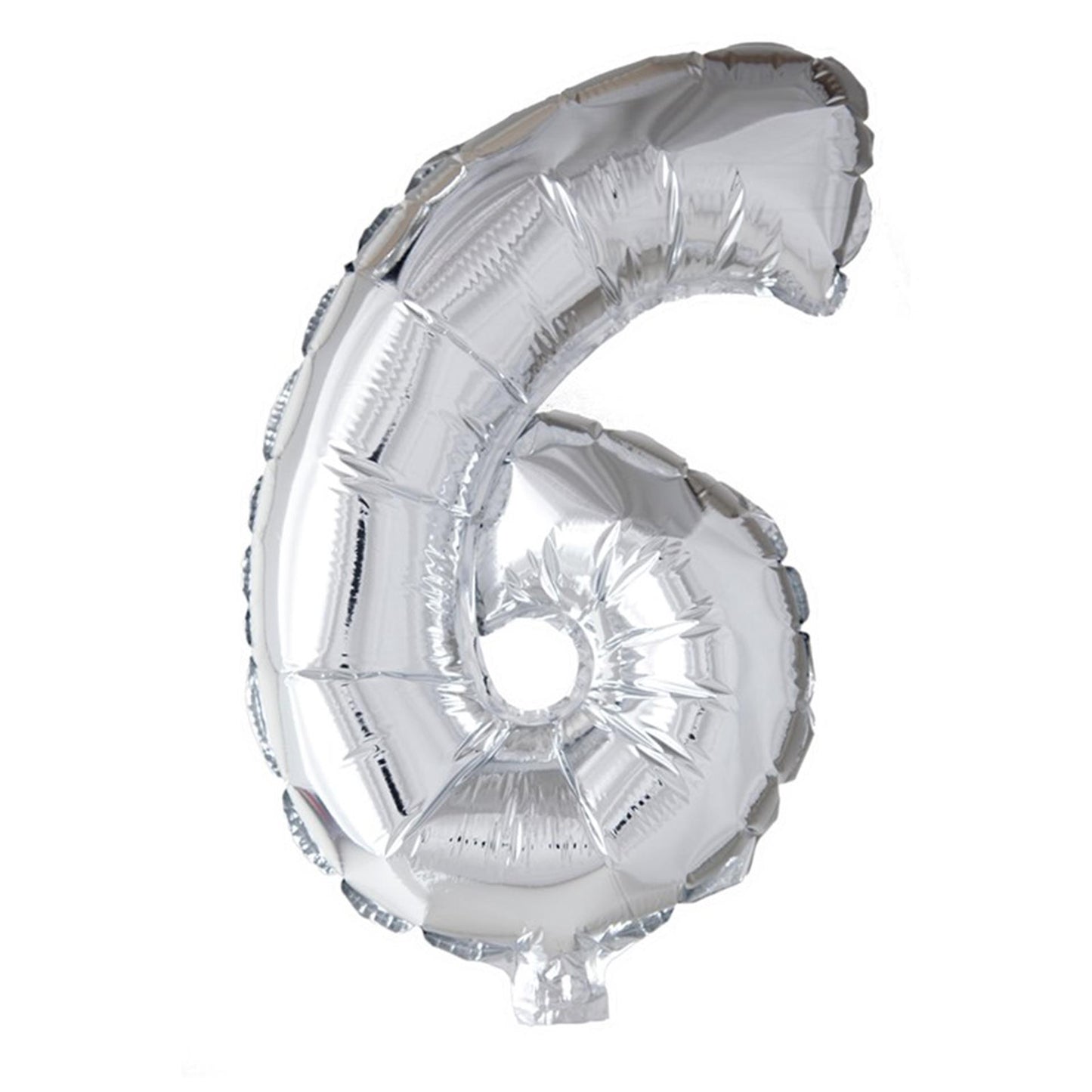 Globos Folienballon Zahl '6' silber 40cm