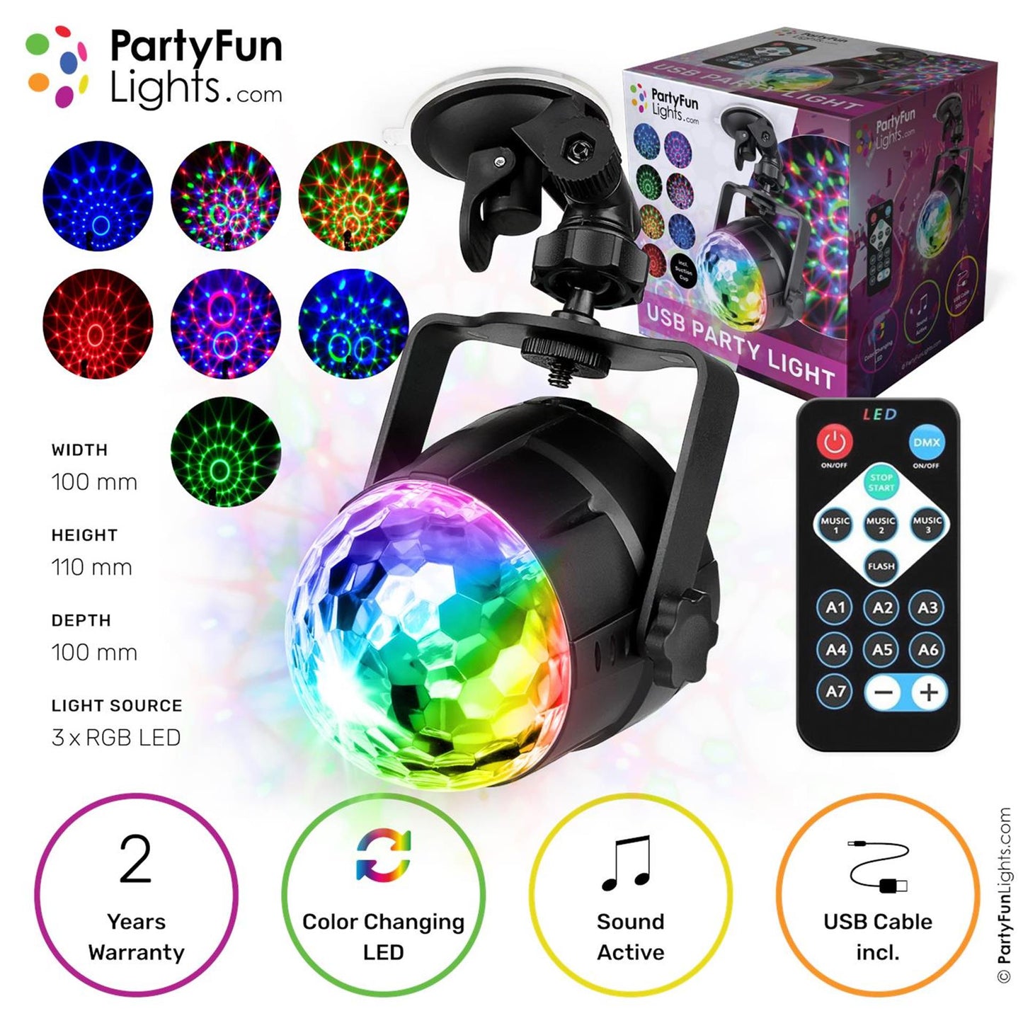 Partyfun Lichter Disco Licht Kaleidoskop LED Multi Color