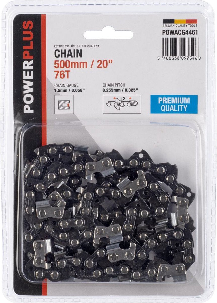 Powerplus-Kette für Kettensäge powacg4461 – Schwertlänge 500 mm, 76 t – 20 Zoll, Sägekette, Gartengeräte