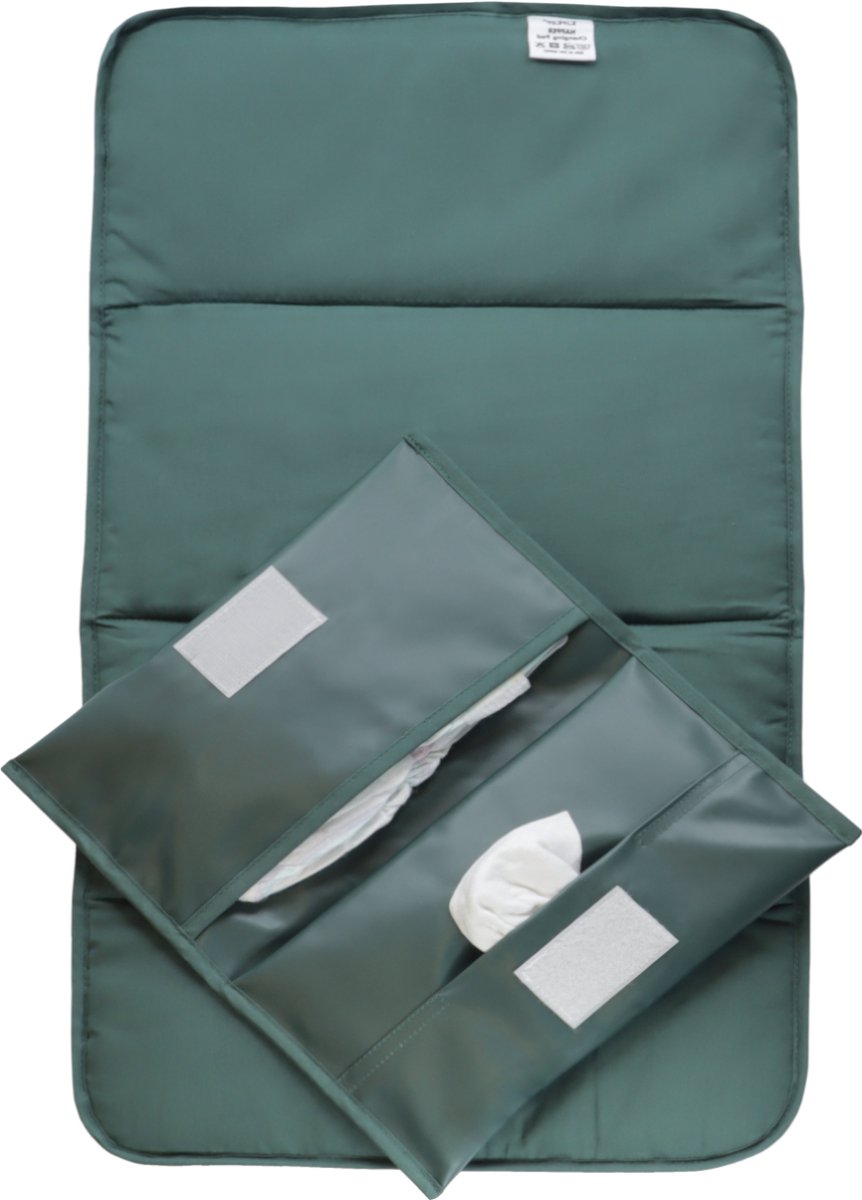 Kipkep Windel-Wickelset – beruhigendes Grün – Wickelunterlage und Wickeltasche – grün – recycelte Materialien – waschbar – Baby