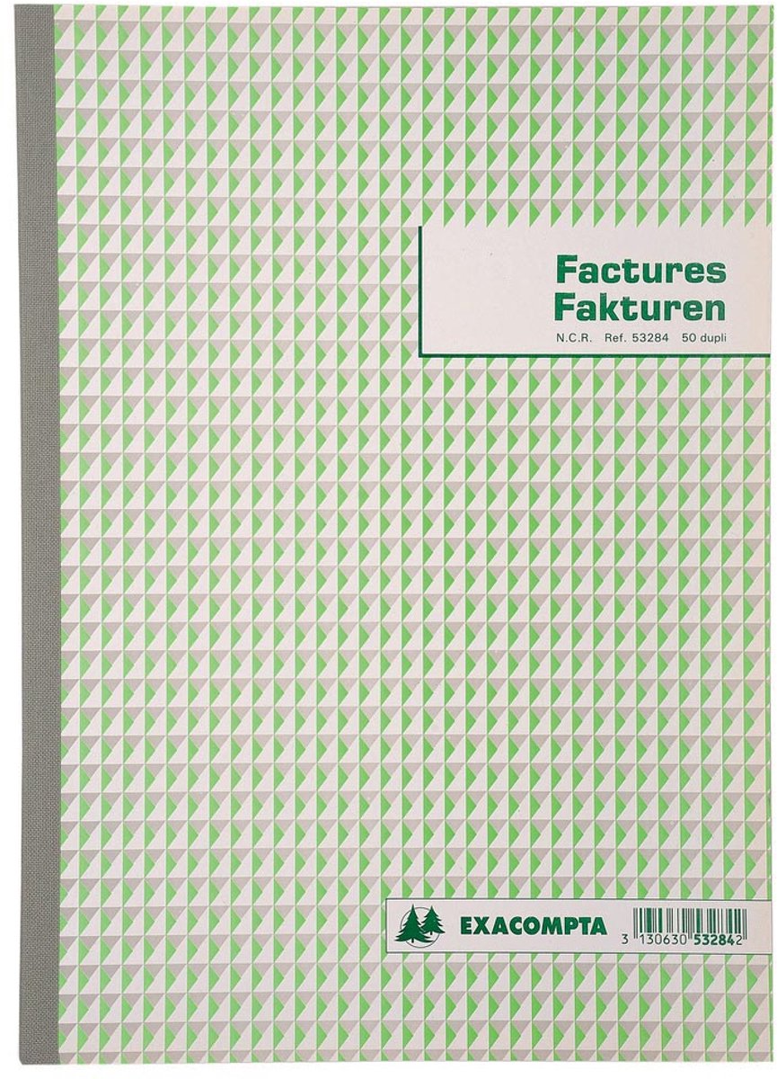Exacompta Rechnungsbuch | Fuß 29 | 7x21cm | zweisprachig | Duplikat (50 x 2 Blatt)