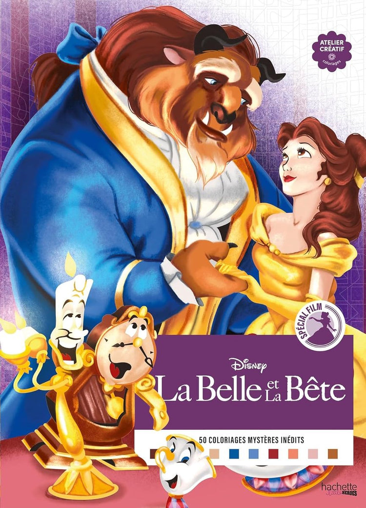 Hachette Heroes 50 Coloriages Mystères Inédits – Disney La Belle et la Bête – Malbuch zum Ausmalen nach Zahlen für Erwachsene und Kinder