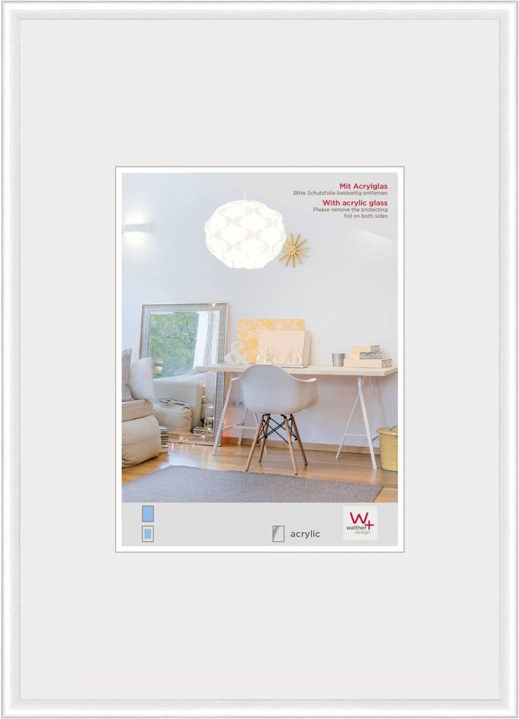 Walther New Lifestyle - Kunststoffrahmen - Fotogröße 70x100 cm - Kunstglas - Weiß
