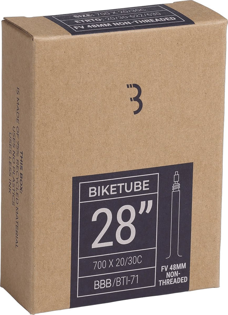 BBB Cycling Schlauch Rennrad Gravel Bike 28 Zoll – Presta French Ventil 48 mm – passend für Reifengröße: 20 28-622 630 – Fahrradreifen Biketube – BTI-71
